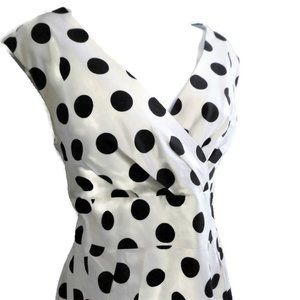 Helene Berman London Dress Polka Faux Wrap Lined S
